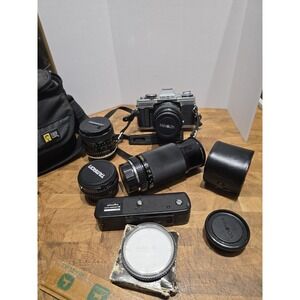 Minolta XG-M FILM CAMERA with Lots Of Extras Macro Soligor Auto Winder Tameron 2